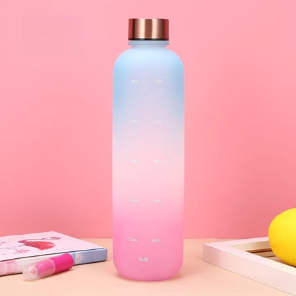 1L Water Bottles for Girls Kids Leakproof Gym Fitness Sports Bottle for Outdoor Travel, Camping Frosted Plastic Drinking Bottle