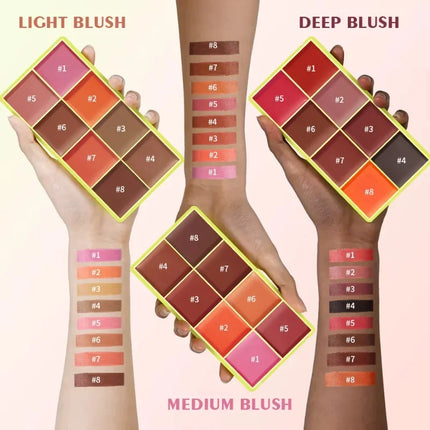  8-Color Eyebrow Cream Blush Curve Case Cream Cosmetics Palette Matte Shimmer Finishes Shadow Tones Long-Lasting Cosmetics