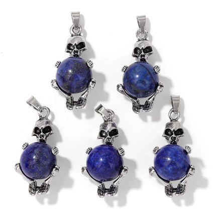 Blue Lapis Lazuli Pendant Gems Cross Hand Oval Shape Natural Stone Lapis Lazuli Charms for Jewelry Making Necklace DIY Bracelet