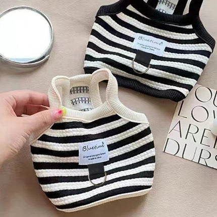 Striped Small Dog Vest Bichon Frise Comfortable Summer Puppy Clothes Dog Halter Vest Cute Cat Clothes with D Ring