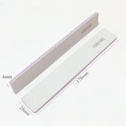 Nail File Buffer 100/180 Grit Half Moon Nail Files Double Side Sandpaper Nail Sanding Grinding Gel Nail Polish Manicure Tool