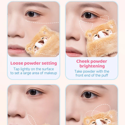 Cute Soft Plush Powder Puff Comfortable Skin-friendly Flocking Material Thick Large Powder Puff for Loose Powder Setting Makeup