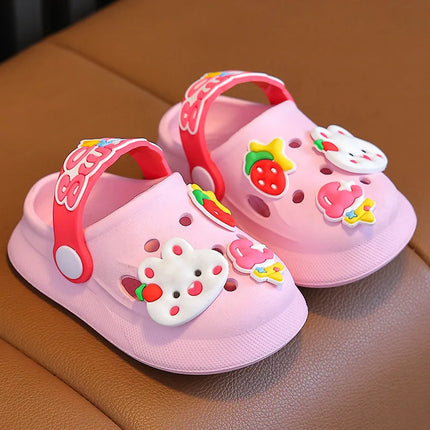 Summer Kids Slippers Sandals  Children's Shoes  Soft  Anti-Skid Cartoon DIY Design Hole Baby Shoes Sandy Beach For Boys Girls