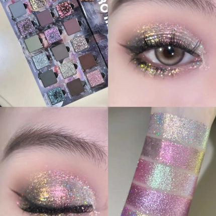 21-Color Chameleon Flashing Eyeshadow Palette Cold Moon Multi-functional Matte Shimmer Glitter Pigments Long-lasting Makeup