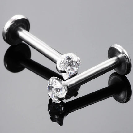 16G 14G Zircon Labret Piercings Lip Stud Rings Stainless Steel Ear Tragus Cartilage Helix Piercing Conch Rook Lobe Stud Earrings