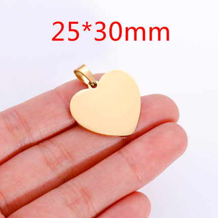 5pcs Mirror Polished Stainless Steel Blank Heart Tag Charms For DIY Making Jewelry Necklace Pendant Lettering Customized Logo