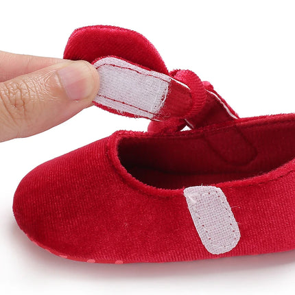 Fashionable Red Baby Shoes for Newborn Girls Cloth Bottom Elegant Noble Casual First Walking Shoes