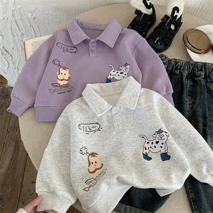 Kids Polo Shirts 2026 Spring Autumn New Sweater for Boys Cartoon Children Polo Shirt Toddler Tops Baby Sweatshirts Clothing
