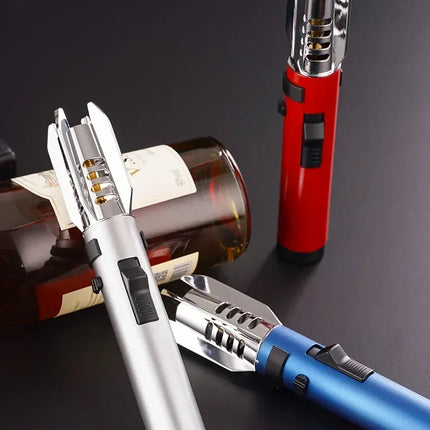 High Temperature Welding Gun Windproof Strong Red Flame Butane Gas Torch Lighter Safety Lock Fire Switch Kitchen Cigar Lighters