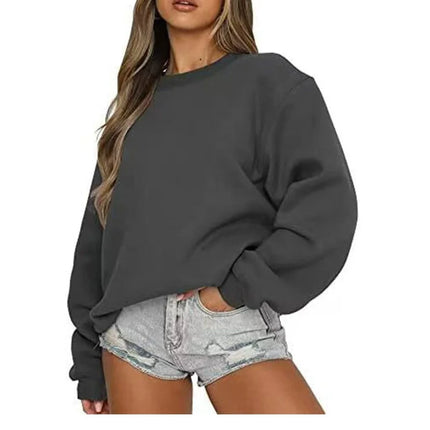 Spring Autumn Women's sweatshirt daily Casual Pullover Solid Color Sportswear comfort O-Neck Tops Loose long sleeve sweatshirt