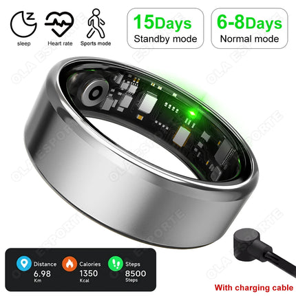2026 New Smart Ring Heart Rate/Health Sleep Monitor Multi Sport Modes IP68 & 10ATM Waterproof Use Time 3 Days Rings Gift For Man