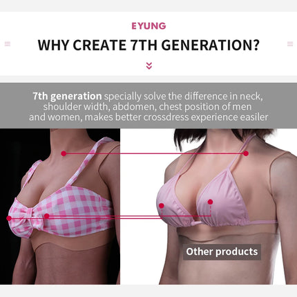 EYUNG 7/9th Boobs Plus Size Breast Cosplay Fake breasts K Cup Crossdressing Silicone Breastplate Fake Meme Crossdresser 50-110kg