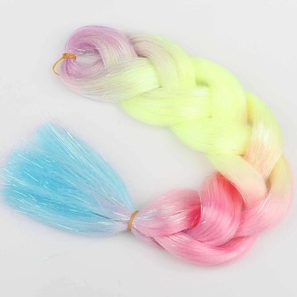 Sparkle Shiny Braiding Hair Pre Stretched Kanekalon Tinsel Crochet Hair Extensions For Girls Dazzles Women Hippie Synthetic