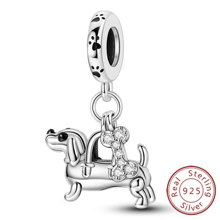 Original 925 Sterling Silver Charm Bead Balloon Poodle Cute Puppy Heart Charm Fit Bracelet Bangle Pendant Women DIY Jewelry Gift