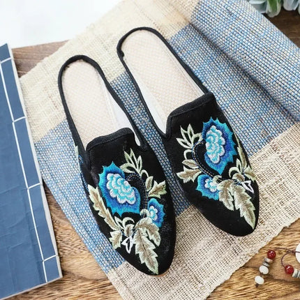 Chinese Style Summer Harajuku Slippers Women Shoes for Women Fashion Casual Vintage Embroidery Ethnic Style Streetwear