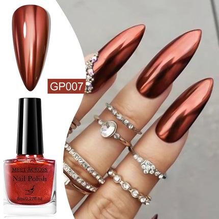 MEET ACROSS 8ml Glass Bottle Water-Based Peel Off Nail Polish Spring Summer Colorful Glitter Nail Art Varnish No Need Lamp
