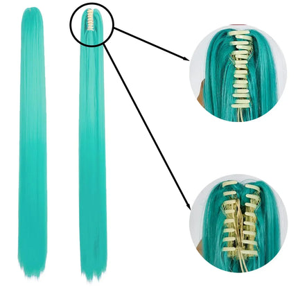 Miku Cosplay Wig 110cm Long Blue Green Double Ponytails Synthetic Fiber Hair for Anime Halloween Christmas Party