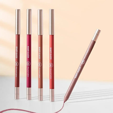 BEAUTY GLAZED 2 Pcs  Lip Liner Set Long Lasting Waterproof Lipliner Matte Velvet Lipstick Pen Lip Makeup Cosmetic Smudgeproof