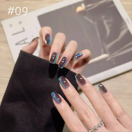 MN 10ml 1-12pcs 2025 Autumn Blue Brown Cat Eye Gel Nail Polish Popular Flash Chocolate Glass Beads Nails Black Nails Christmas