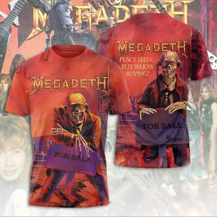 New 2026 Rock Megadeth Band 3D Printed Men's and Women's T-shirt Fashion Short Sleeve Punk Hip Hop Street Harajuku Top