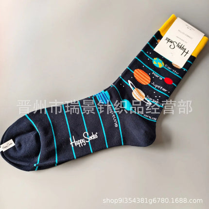 High Quality Fashionable Men's Mid-Calf Cotton Socks HappySocks New Arrival Suitable for All Seasons Swedish Design
