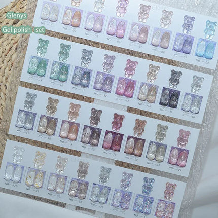 Glenys 32-color pyrotechnic cat eye nail polish gel semi-permanent soak-off UV LED nail salon art varnish set