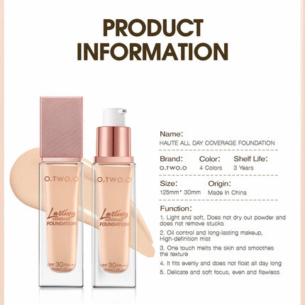 O.TWO.O Foundation Cream Makeup Brush Moisturizing Oil-Free Long-Lasting Waterproof Concealer Full-coverage Foundation Makeup
