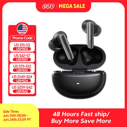 QCY MeloBuds N70 Adaptive ANC Wireless Earbuds Bluetooth 6.0 LDAC Hi-Res Audio 6 Mics Wireless Charging Earphones 50Hrs IPX5