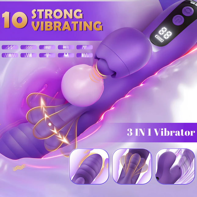 3 IN 1 App Control Tapping Flapping Vagina Rabbit Vibrator for Women Wiggle Tongue G-Spot Masturbator Adult Sex Toys for Women