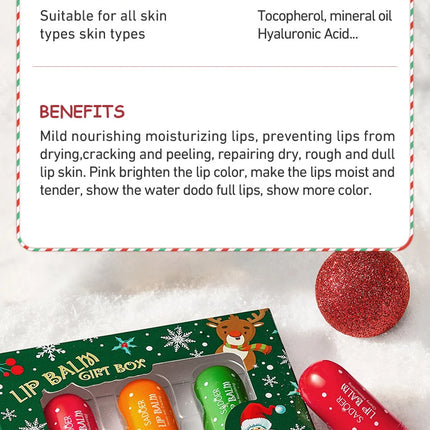 3/4pcs SADOER Christmas Set Brightening Lip Balm Moisturizing Anti Cracking Hydrating Repair Nourishing Lipstick Skin Care