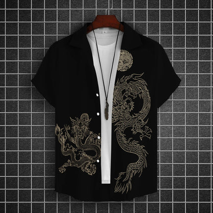 Men's Shirts Short Sleeve Tops Dragon Graphic Clothing 3d Shirts 2024 Casual Fashion Streetwear Summer Apparel For Male Blouse
