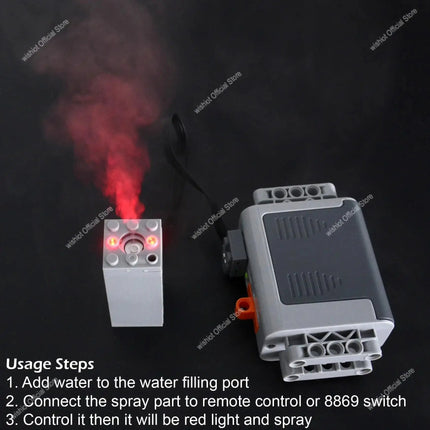 Technical Electric Motor Sprayer Simulation Exhaust Modified MOC Vehicle Bricks Steam Smoke Device Accessory for legoeds Toy