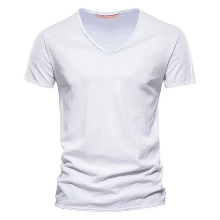 New 100% Cotton Men T Shirt Tops V Neck Thin Short Sleeve Tees High Quality Men's Fashion Fitness Hot T-shirt For Men Size S-5XL