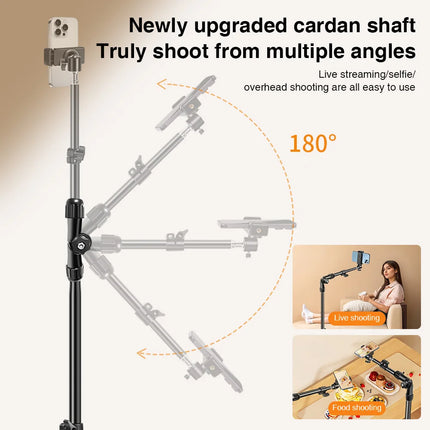 Phone Tripod Adjustable Horizontal Overhead Tripod for Filming Video Recording Live Stream