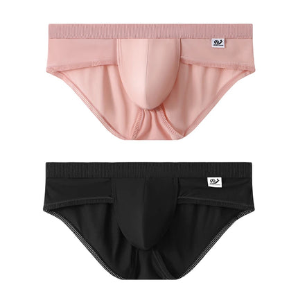 Men's Ice Silk Seamless Briefs Ultra-Thin Breathable Underwear with Sexy U Convex Pouch Mid-Waist Comfortable Summer Shorts