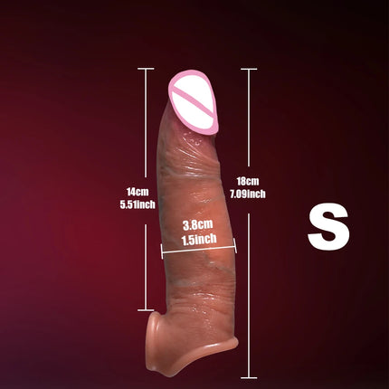 Man Penis Sleeve Dick Enlargement Adult Sex Toys Wearable Reusable Condom Penis Extender Delay Ejculation Male Sex Shop Cock Toy
