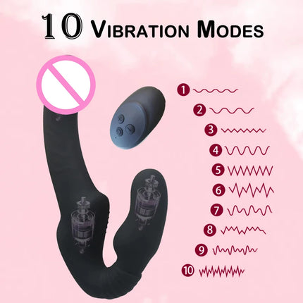 Strapless Strap-on Dildos Vibrator with Remote Control for Women Lesbian Couples, G Spot Sex Toys With Clitoris Stimulator