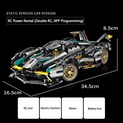 New 1:14 Building Block Car Cool Technology Design Optional Power Group Birthday Christmas Gift for Friends or Kids 1280+granule