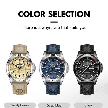 PAAZOMU Men's Luxury Brand Watch Waterproof Luminous Date Week Quartz Wristwatch for Men Stainless Steel Fashion Sports Watches