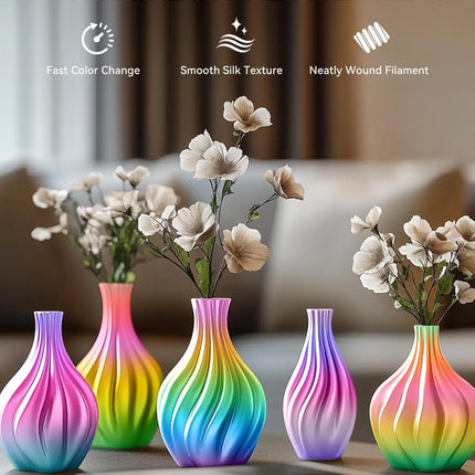 SUNLU 1KG SILK /Dual / Triple Color/Rainbow 3D Printer Filament 1.75mm 1000g Spool (2.2lbs) Neatly Filament Fit Most FDM Printer