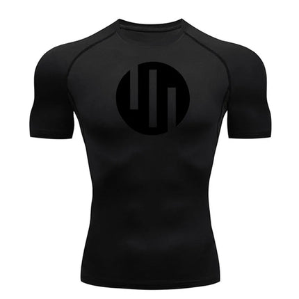 New Gym Short Sleeve Running T-Shirt Men's Compression Long Sleeve Shirt Sun Protection Quick Drying Sports Top Black Sportswear