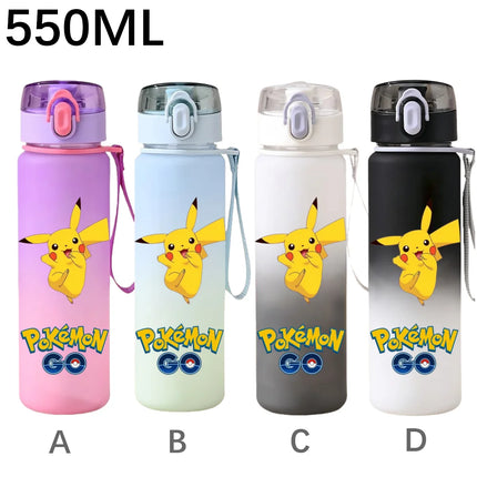 550ML Pokemon Sports Water Bottle Pikachu Mewtwo Gengar Eevee Portable Cartoon Drinking Cup Outdoor Hiking Gym Fitness Jugs