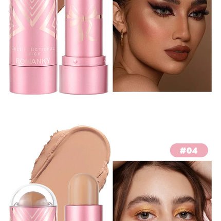 Multi-functional shadow contour stick, concealer, highlighter for facial brightening, natural makeup effect, mixed colors, enhan
