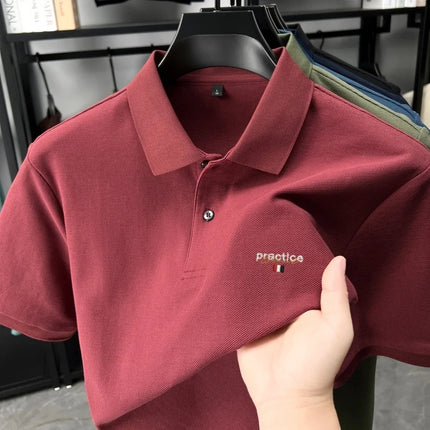 100% Cotton Luxury Brand Short Sleeve Polo Shirt Fashion Letter Embroidery Men's Summer Breathable Business Casual Lapel T-shirt