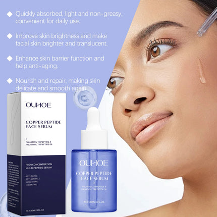 Copper Peptide Facial Serum Firming Skin Lighten Fine Lines Hydrating Moisturizing Smooth Facial Skin Brightening Care Serum