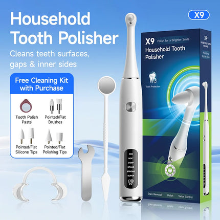 Electric Tooth Polisher Low Noise Dental Scaler Plaque Tartar Remover Tooth Cleaner Deep Cleaning Polishing Teeth Whitening Kit