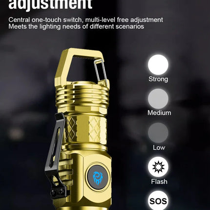 Mini 3 LED Flashlight With Pen Clip Portable Brightness,Rechargeable Waterproof Emergency Spotlight Outdoor Night Walking Torch