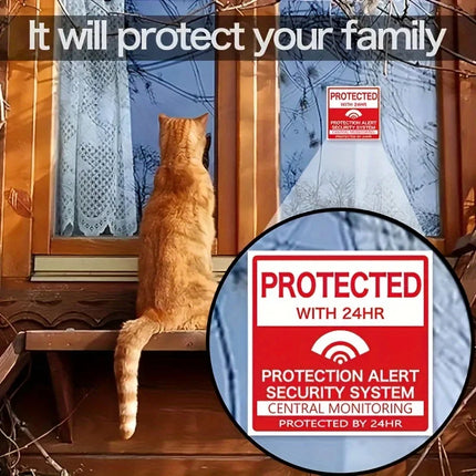 Home Security Alarm Door Stickers for Door Window Warning Removable Decals Door Accessories Living Room Office Home Decoration
