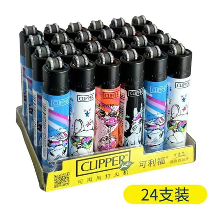 24Pcs Clipper Mini Flint Wheel Lighter Butane Refillable Cigarette Lighter, Cool Men's Gift & Smoking Accessories