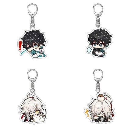 Honkai: Star Rail Anime Figure Acrylic Keychain Dan Heng Feixiao Firefly Model Plate 4pc/set Keyring Game Fans Gift